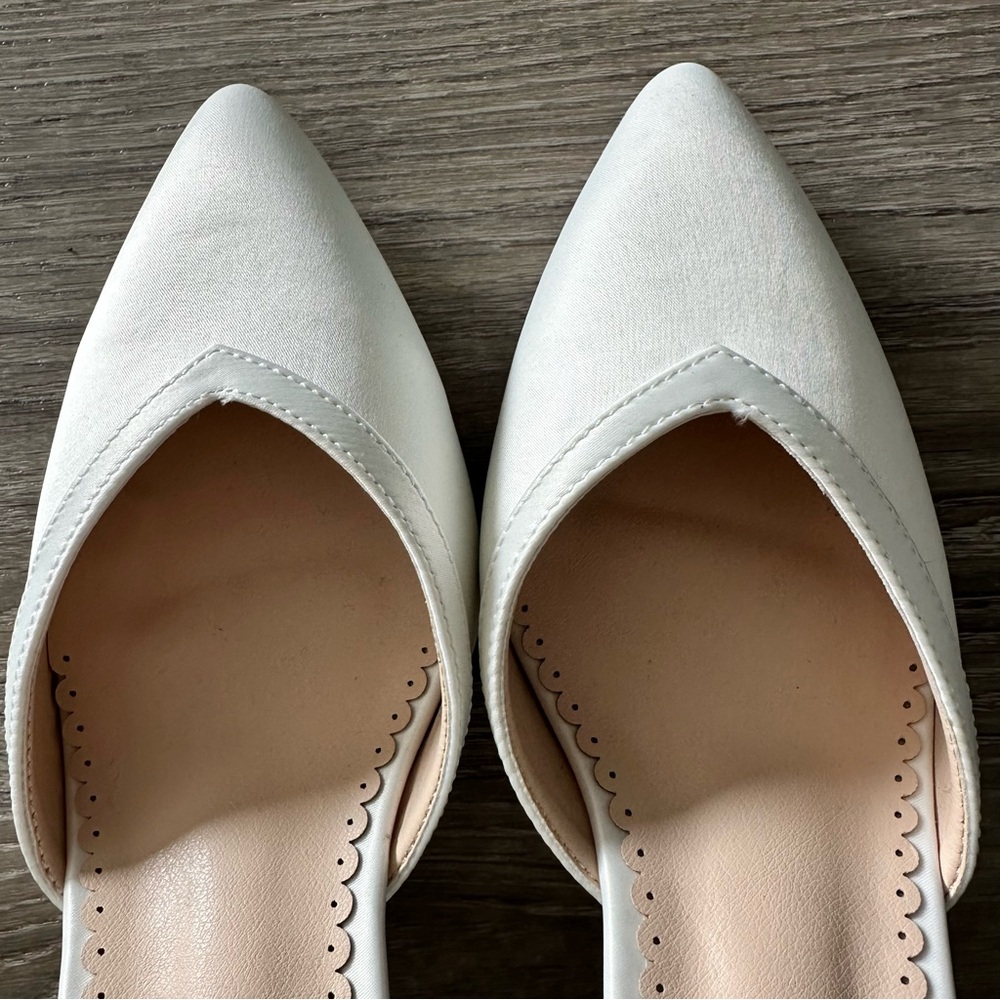 Bridal White Satin Ankle Strap Heels - Picture 10 of 13